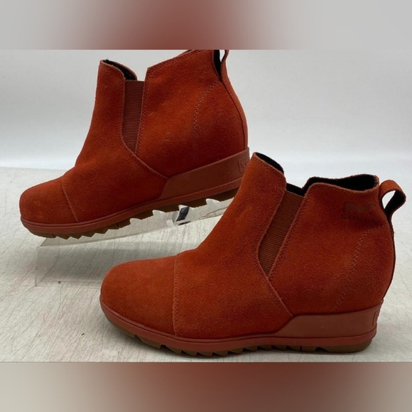 Sorel Evie Pull-On Waterproof Suede Leather Wedge Ankle Booties Size 8 NWOT - Picture 6 of 10